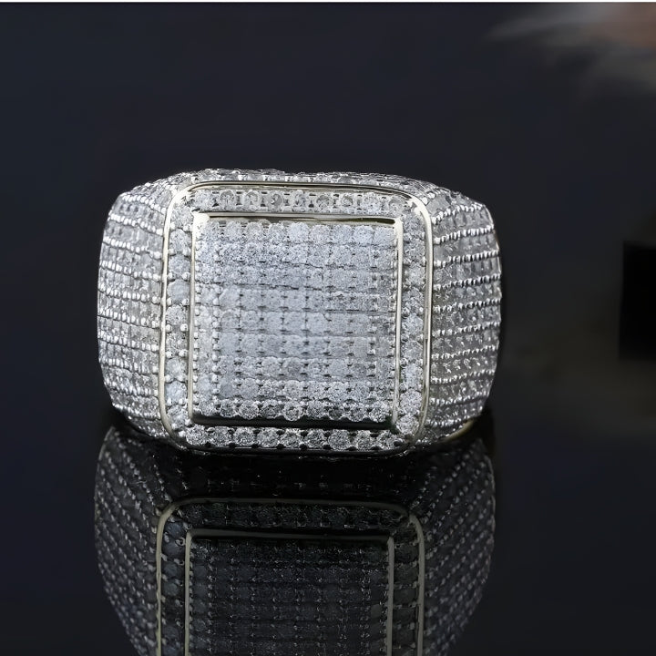Round Cut Pave Multi Row Halo Pattern Diamond Engagement Band