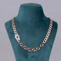 Cuban Link Chain Diamond Silver With Rose Gold