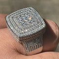 Iced Out Moissanite Ring 925 Sterling Silver Large Square