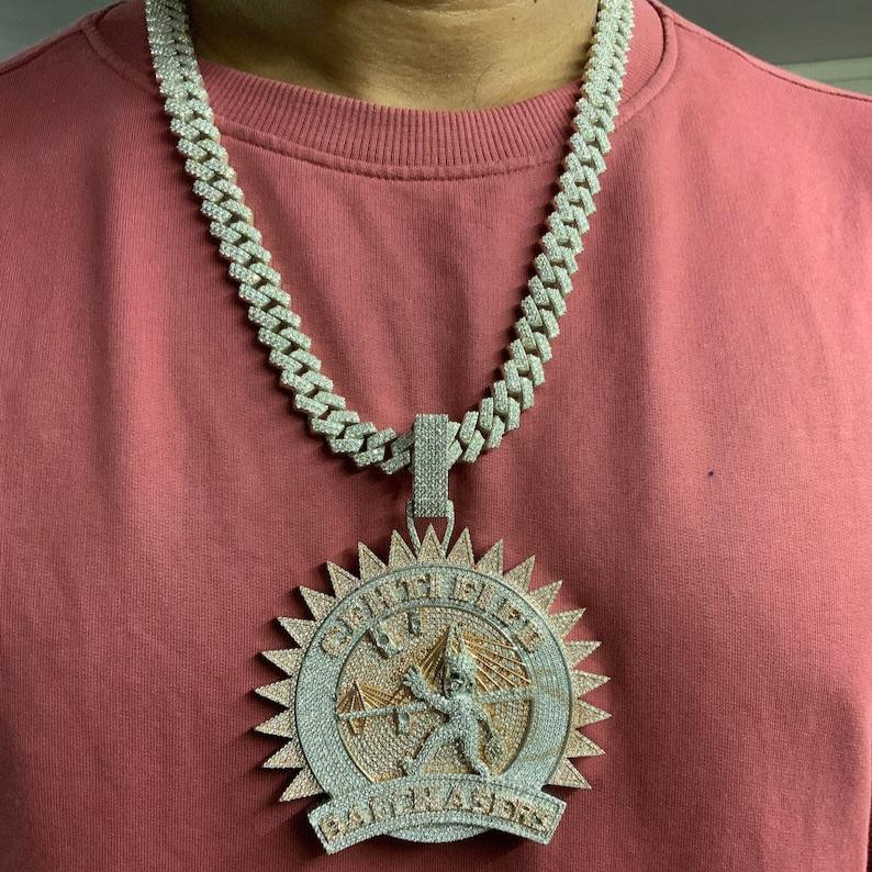 Custom Iced Out Pendant 45.00 ct Round Cut Diamond Hip Hop Pendant