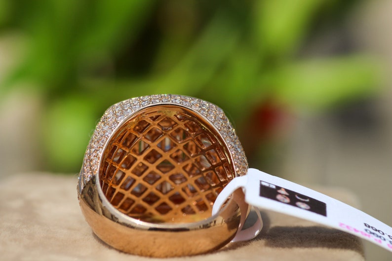 VVS1 Moissanite Hip Hop Ring for Men, Solid Rose Gold Ring