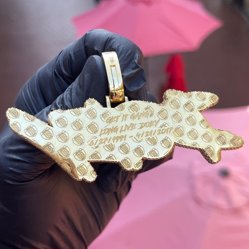 Fully Iced out Charm Letter Pendant DOEY Iced Out Pendant