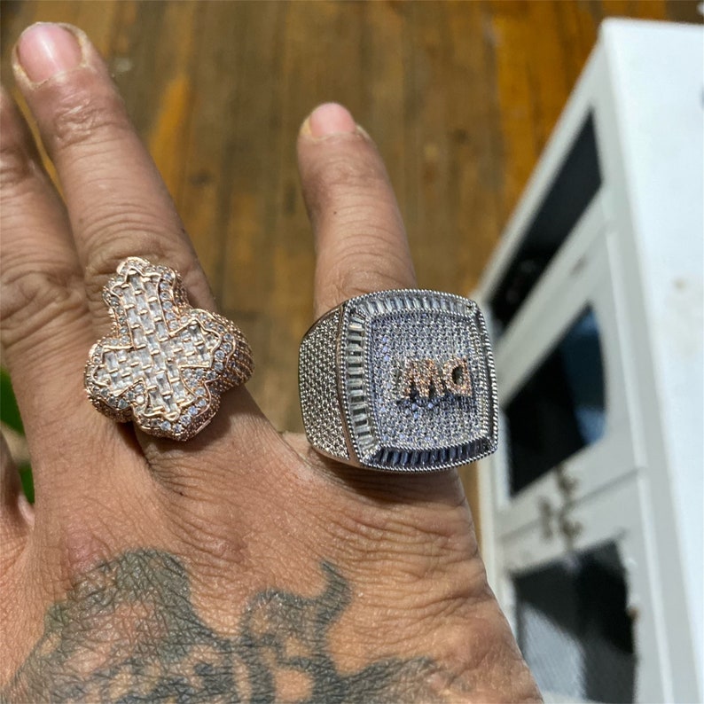 Iced Out Personalized Name Rings for Men