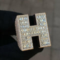 Ring Iced Out H Letter Moissanite 925 Silver Ring