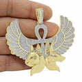 Iced Out Pendant Yellow Gold Plated Twins Anubis Horus Pendant