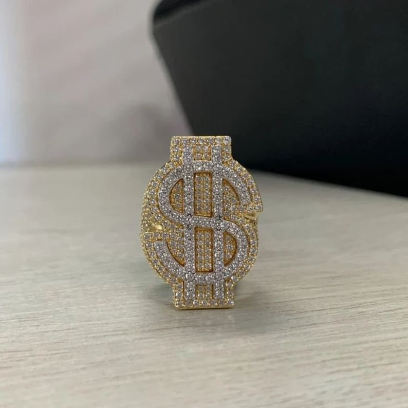 Dollar Sign Iced Out Ring