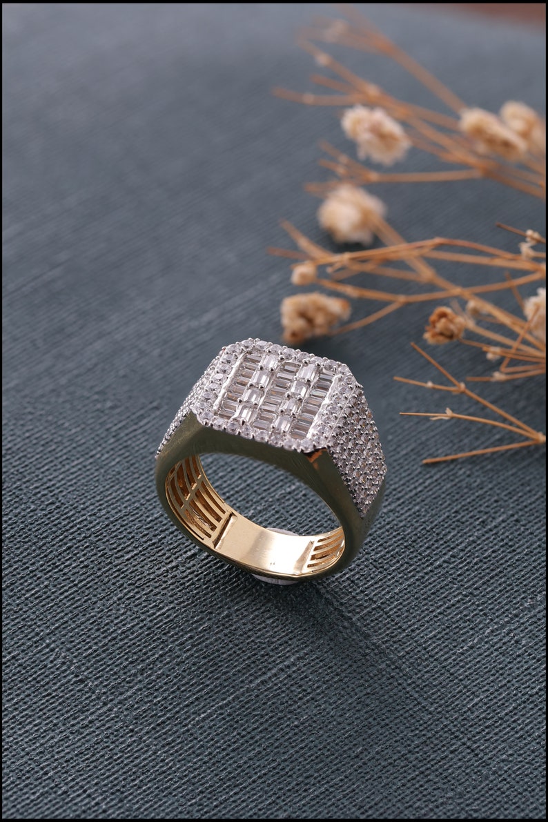 Men's Baguette Diamond Ring, Custom Iced Out Ring