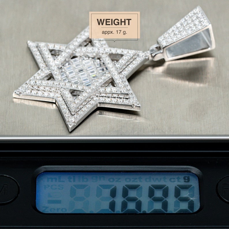 Hip Hop Pendant Silver, 4.24 ct Star