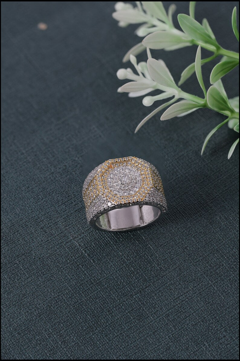 Two Tone Iced Out Ring