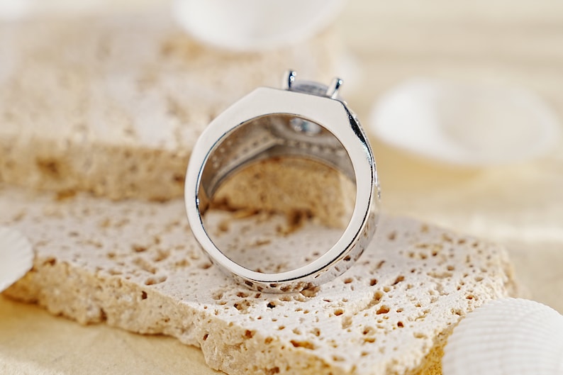 Trendy Versatile Full Diamond Ring for Men, Sparkling Moissanite Ring, Hip Hop Jewelry