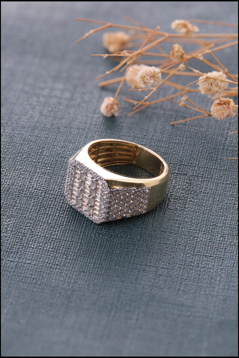 Men's Baguette Diamond Ring, Custom Iced Out Ring