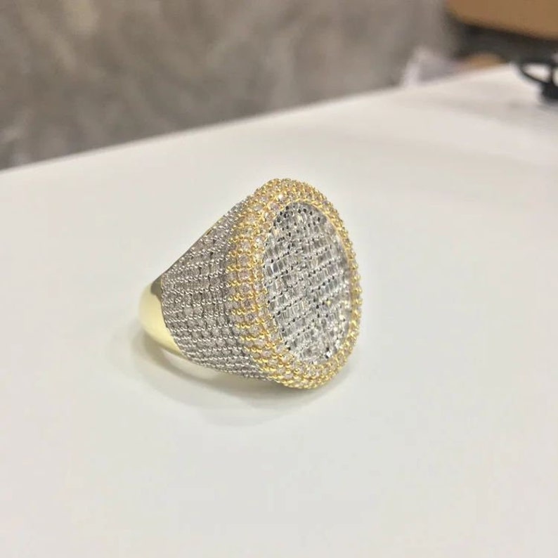 Iced Out Round Cut Halfway Baguette Set Ring