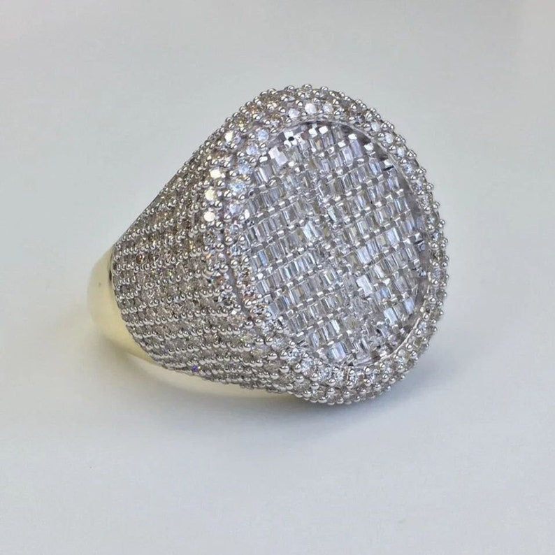 Iced Out Round Cut Halfway Baguette Set Ring