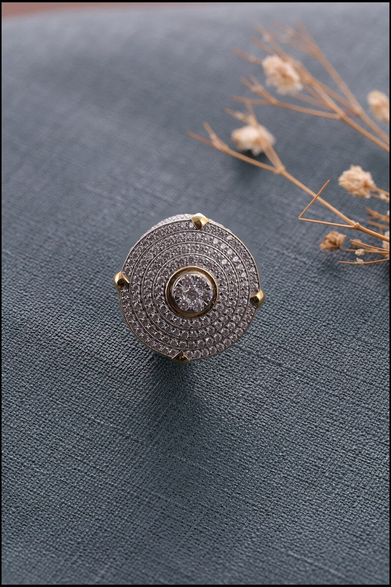 Hip Hop Ring In Yellow Gold Plated Ring