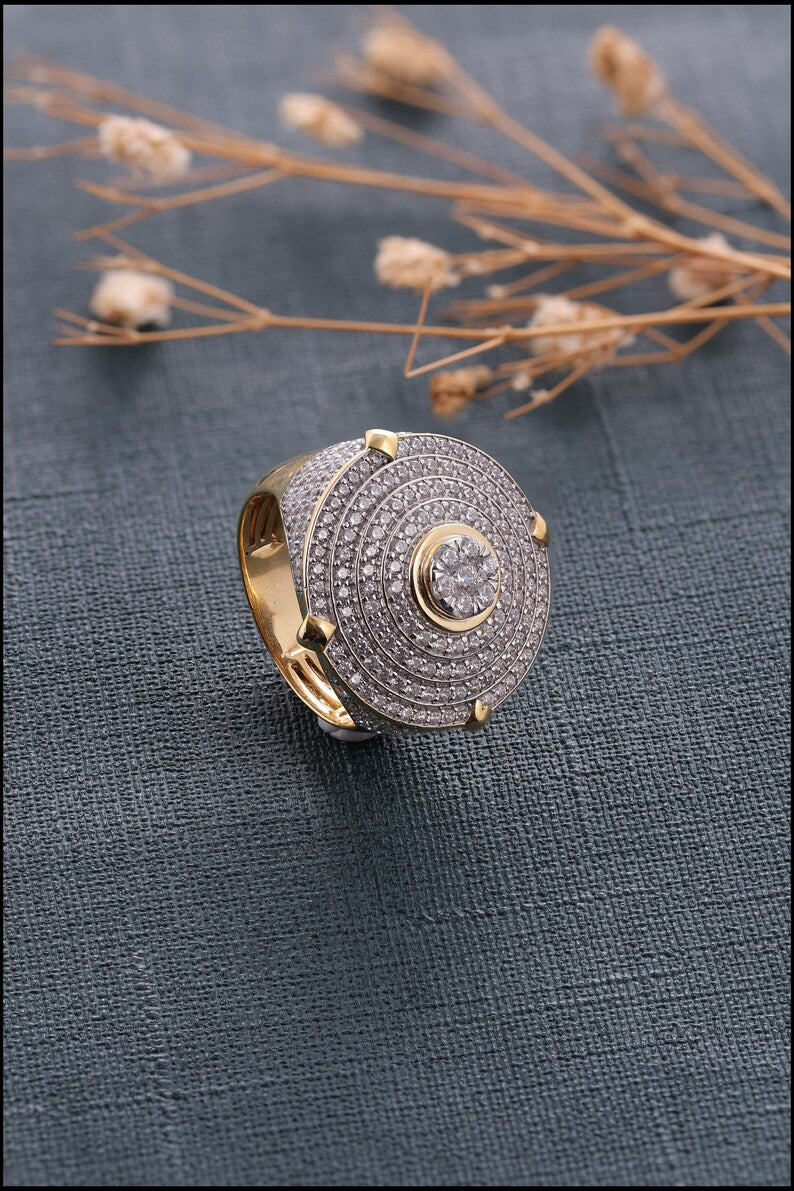 Hip Hop Ring In Yellow Gold Plated Ring