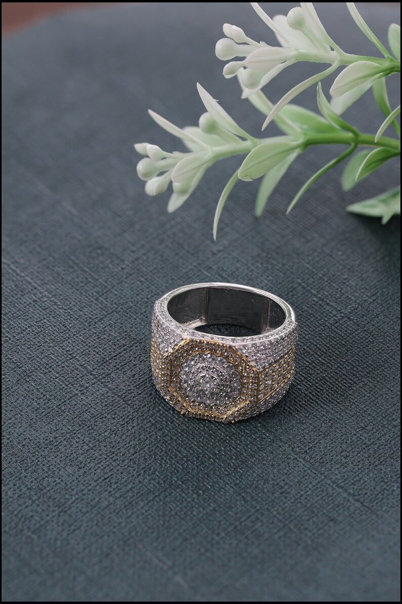 Two Tone Iced Out Ring