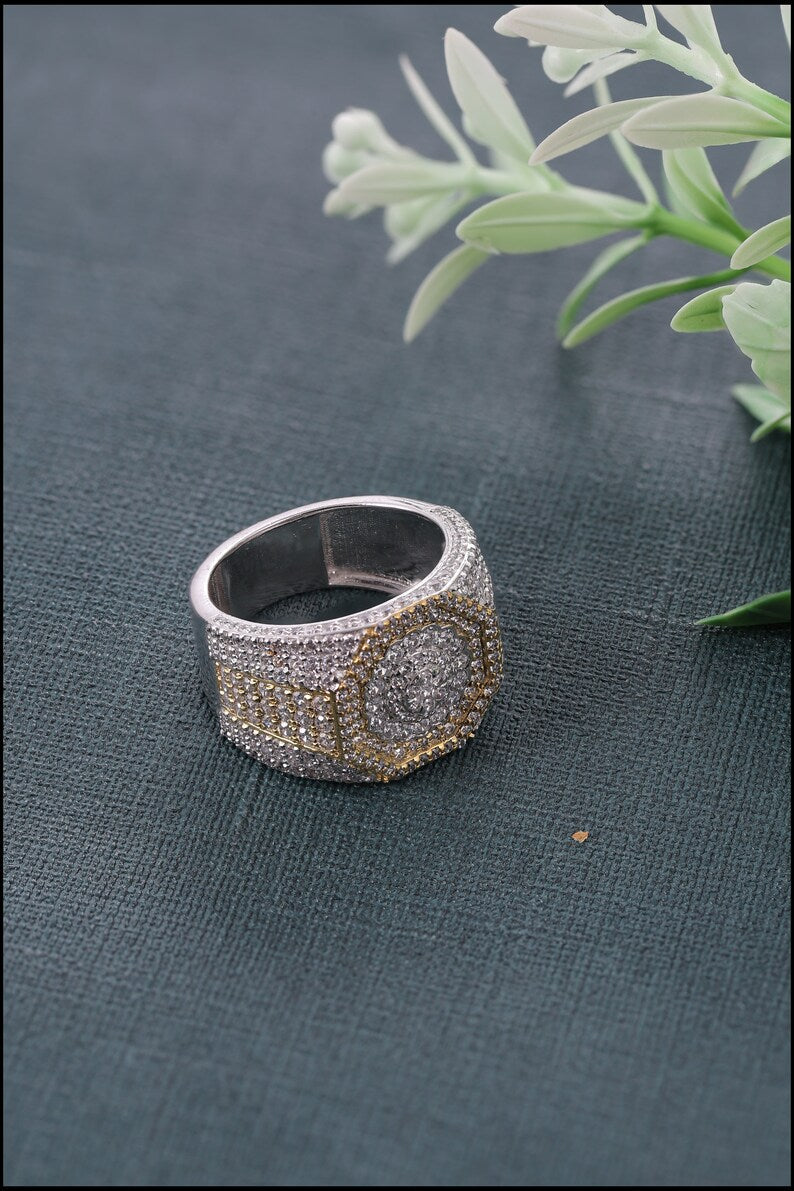 Two Tone Iced Out Ring