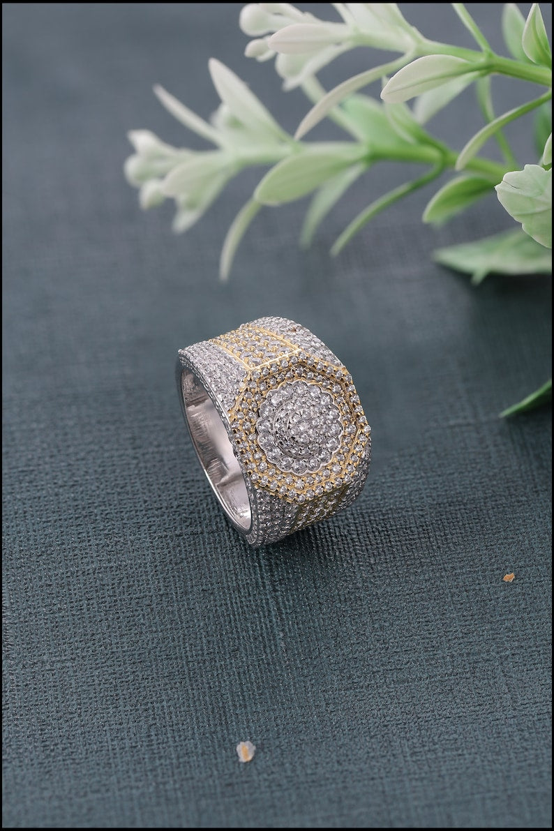 Two Tone Iced Out Ring