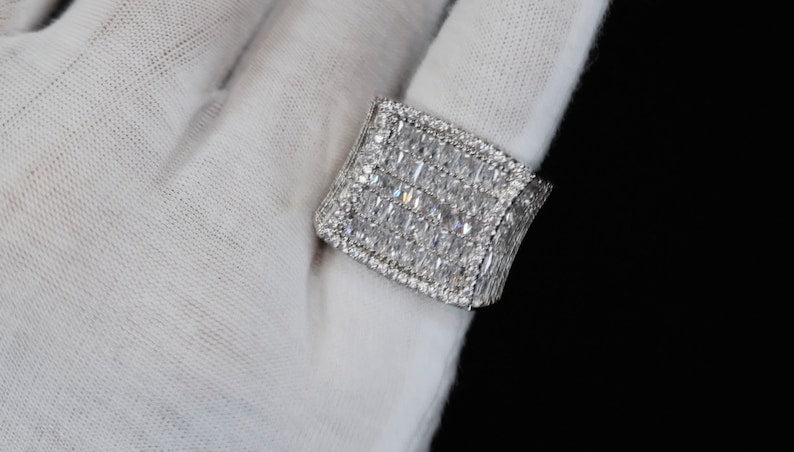 Diamond Ring For Men 925 Silver Baguette Ring