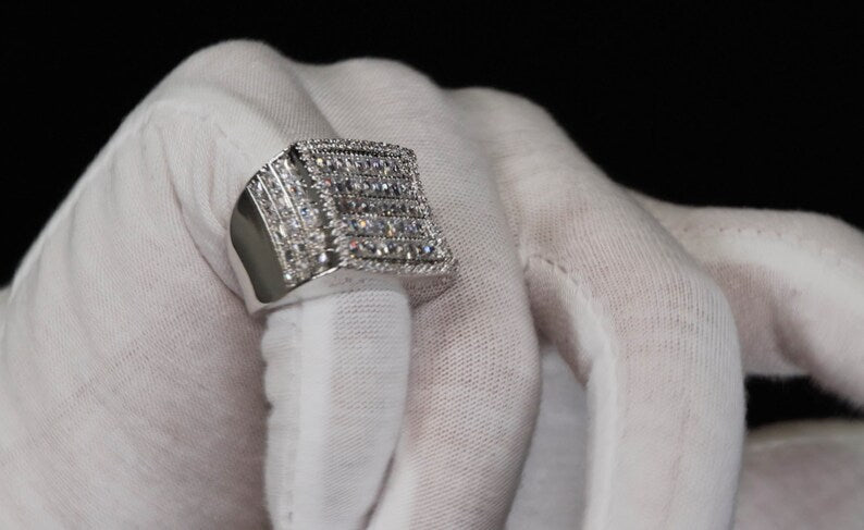 Diamond Ring For Men 925 Silver Baguette Ring