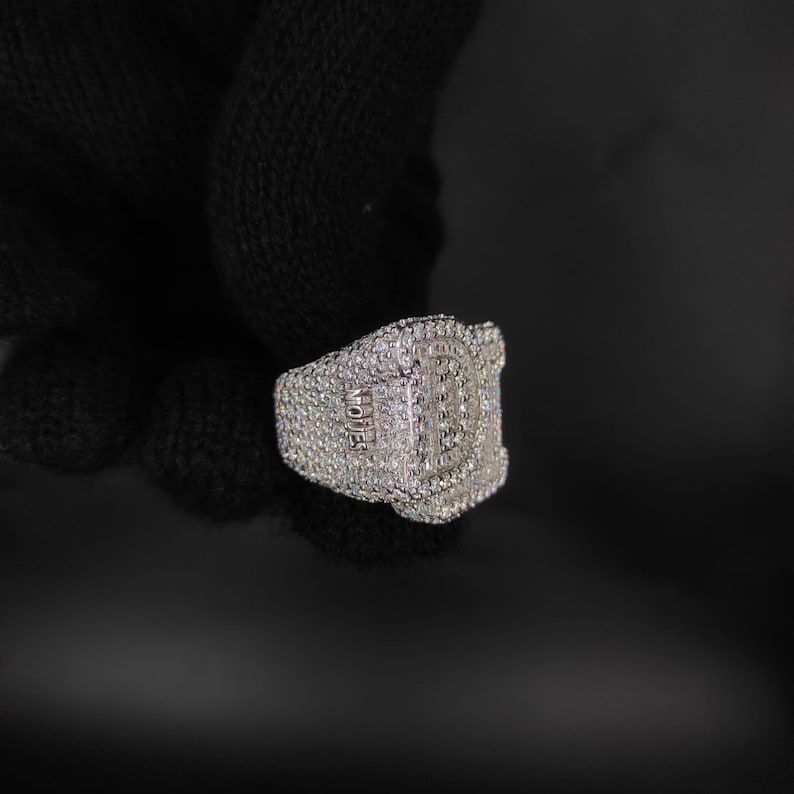 Custom Name Letter DH Ring Men Ring Full Iced Out Ring