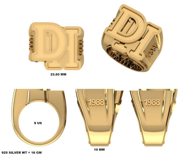 Custom Name Letter DH Ring Men Ring Full Iced Out Ring
