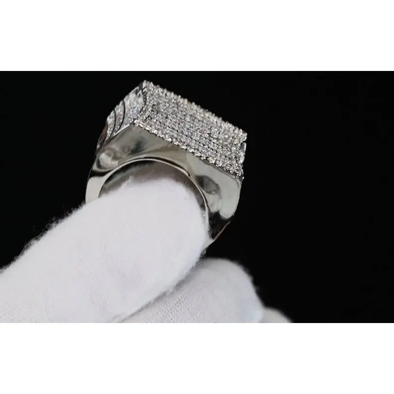Diamond Ring For Men 925 Silver Baguette Ring