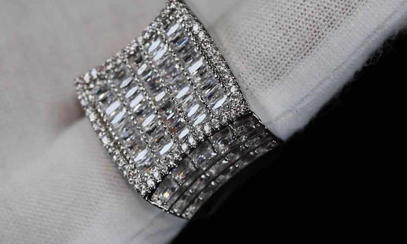 Diamond Ring For Men 925 Silver Baguette Ring