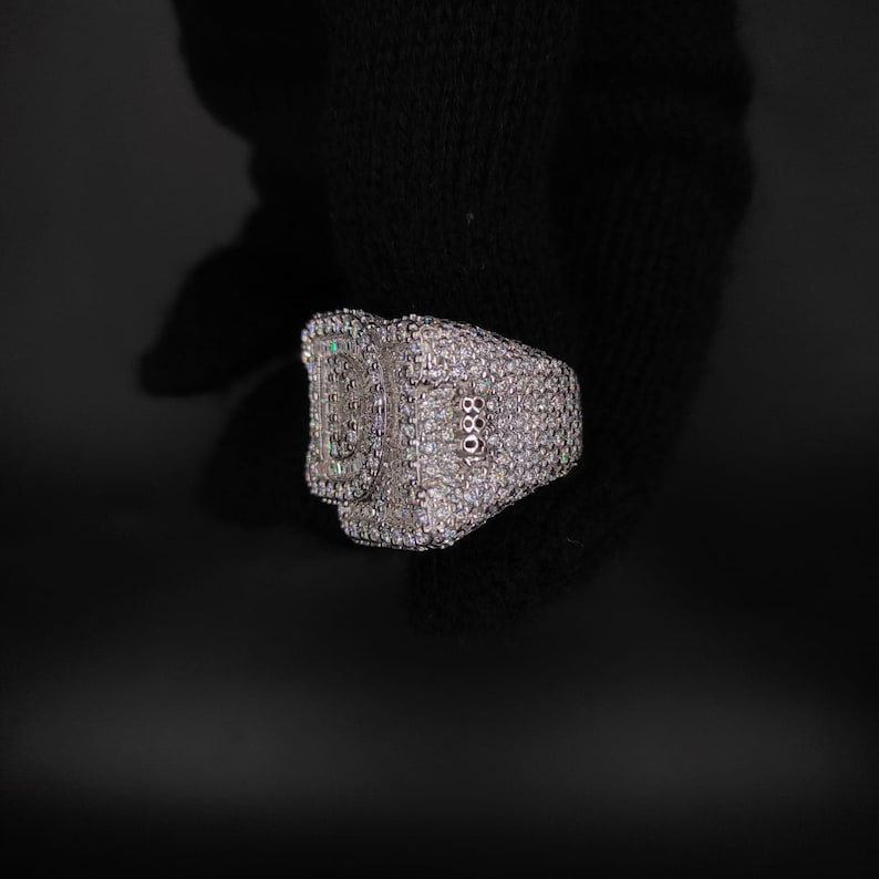 Custom Name Letter DH Ring Men Ring Full Iced Out Ring