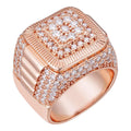 Mens Iced Out Ring Rose Gold Square Iced Out Ring