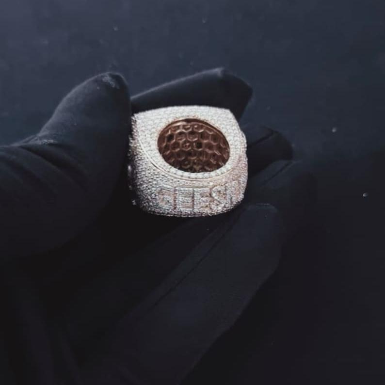 Custom G Iced-Out Square Ring