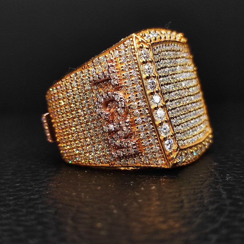Men Jewelry Custom Name Sign Ring Yellow Gold Plated