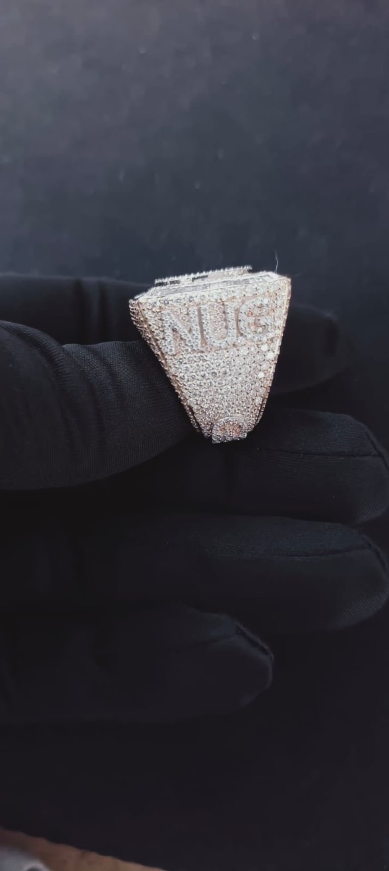 Custom G Iced-Out Square Ring