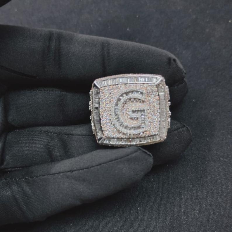 Custom G Iced-Out Square Ring
