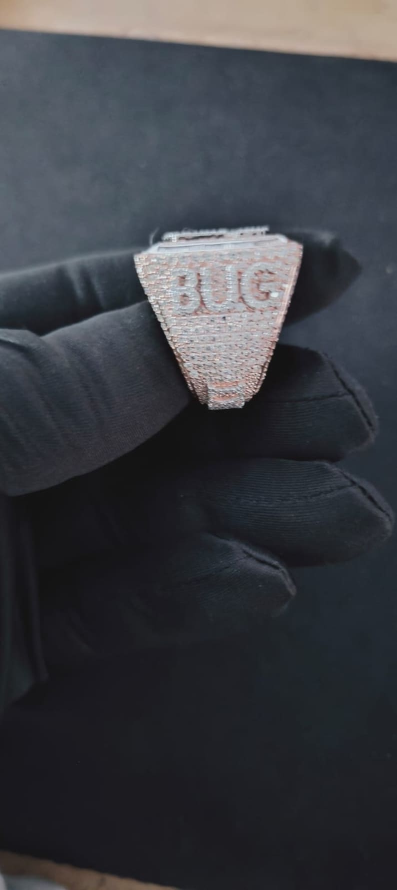 Custom G Iced-Out Square Ring