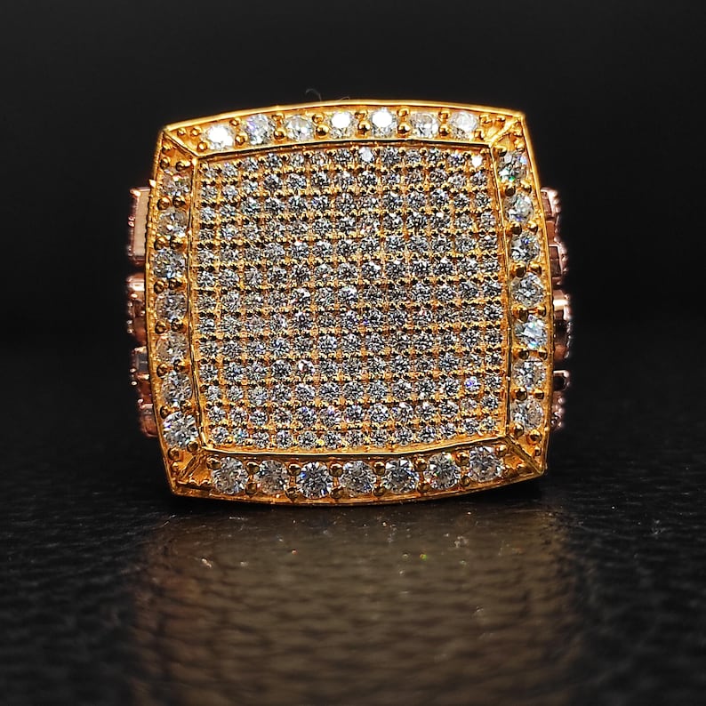 Men Jewelry Custom Name Sign Ring Yellow Gold Plated